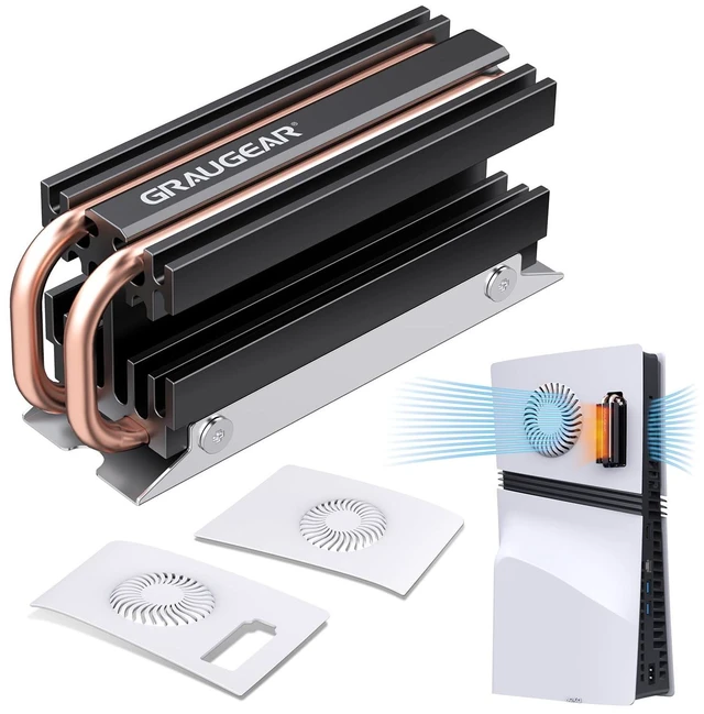 Main image of PS5 Pro M.2 SSD Cooling Pack, Ventilation PS5 Pro Cover and Open-Air M.2 SSD Heatsink, Heat Pipe Cooler for PS5 SSD, Pure Copper Heat Pipe, Cross Ventilation Design (PS5 Pro)