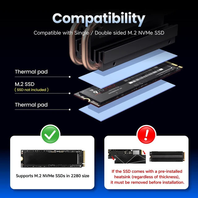 Alt view image 3 of 7 - PS5 Pro M.2 SSD Cooling Pack, Ventilation PS5 Pro Cover and Open-Air M.2 SSD Heatsink, Heat Pipe Cooler for PS5 SSD, Pure Copper Heat Pipe, Cross Ventilation Design (PS5 Pro)
