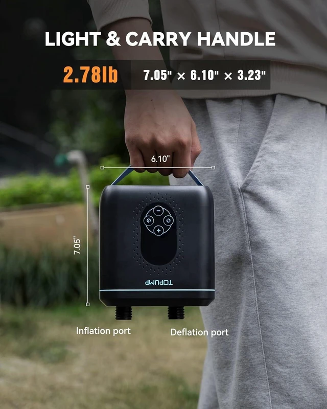 Alt view image 2 of 7 - Paddle Board Electric Pump TPS260-20PSI Portable Rechargeable SUP Air Pump, Dual Stage Inflation & Deflation, Auto-Off for Stand Up Paddle Boards, Boats, Kayaks and Tent