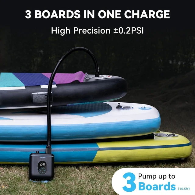 Alt view image 3 of 7 - Paddle Board Electric Pump TPS260-20PSI Portable Rechargeable SUP Air Pump, Dual Stage Inflation & Deflation, Auto-Off for Stand Up Paddle Boards, Boats, Kayaks and Tent