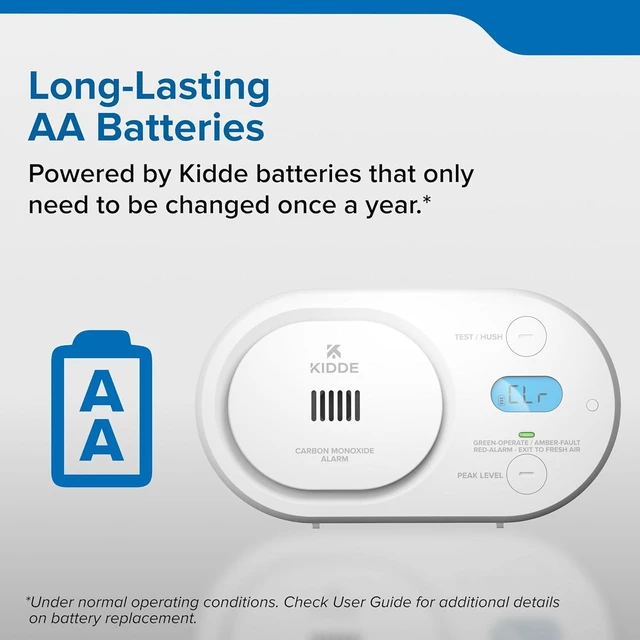Alt view image 2 of 4 - Kidde Carbon Monoxide Detector, AA Battery Powered, Detects Low-Level CO, Digital Backlit Display, Portable for Travel or Home, LED Status Indicators, 85 dB Alarm, 5th Edition, COBDL