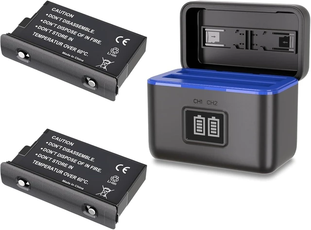 Main image of 2 Pack 3200mAh 360 X5 Battery Charger Set Compatible for 360 x5 Camera, 2 Packs X5 Batteries and 2 Channels X5 Charger Replacement for x5 Battery