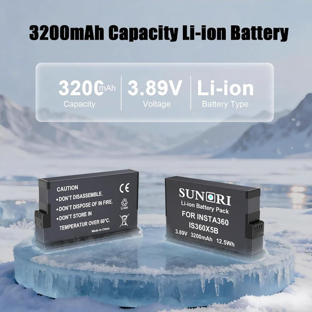 Alt view image 2 of 7 - 2 Pack 3200mAh 360 X5 Battery Charger Set Compatible for 360 x5 Camera, 2 Packs X5 Batteries and 2 Channels X5 Charger Replacement for x5 Battery