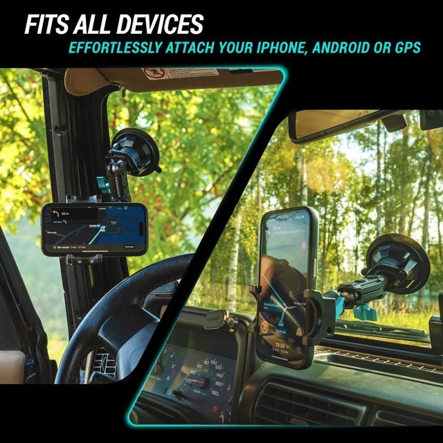 Alt view image 5 of 7 - TitanX100 Suction Cup Phone Mount for Car & Truck Heavy Duty Metal Phone Holder, Windshield Phone Mount for iPhone, Android, GPS & All Devices