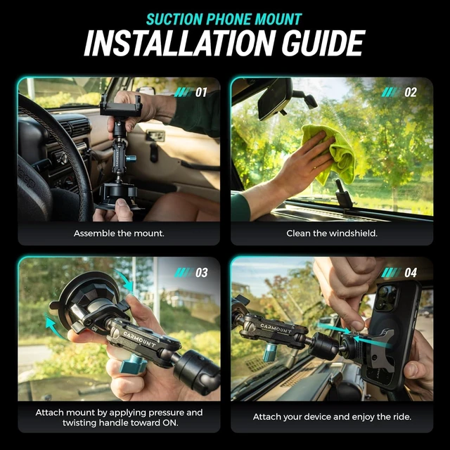 Alt view image 3 of 7 - TitanX100 Suction Cup Phone Mount for Car & Truck Heavy Duty Metal Phone Holder, Windshield Phone Mount for iPhone, Android, GPS & All Devices