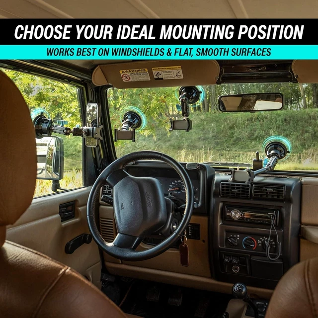 Alt view image 4 of 7 - TitanX100 Suction Cup Phone Mount for Car & Truck Heavy Duty Metal Phone Holder, Windshield Phone Mount for iPhone, Android, GPS & All Devices