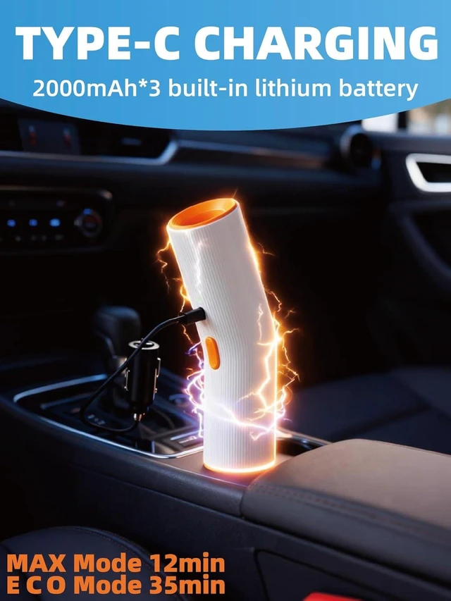 Alt view image 6 of 7 - Handheld Vacuum Cleaner Cordless, 15000Pa High Power, Portable Mini Car Vacuum Air Duster with 2 Suction Modes & Multi-Nozzles for Desk Home Office Pet Hair, White