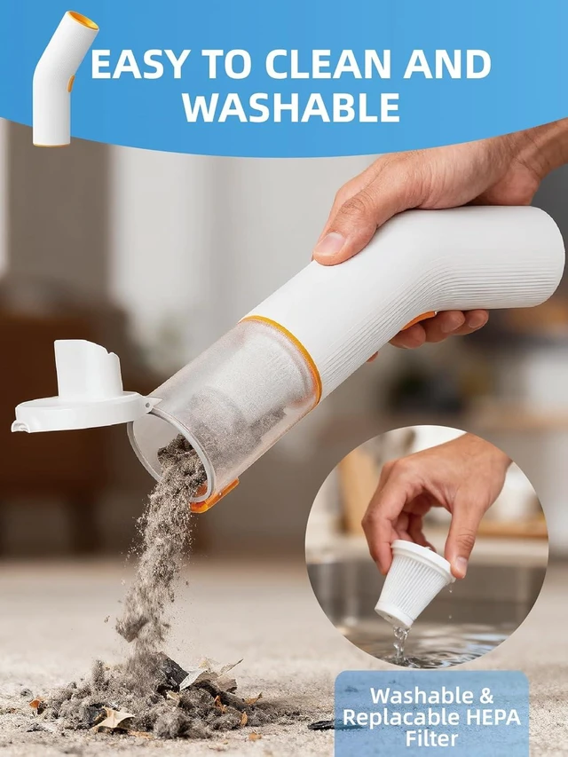 Alt view image 7 of 7 - Handheld Vacuum Cleaner Cordless, 15000Pa High Power, Portable Mini Car Vacuum Air Duster with 2 Suction Modes & Multi-Nozzles for Desk Home Office Pet Hair, White