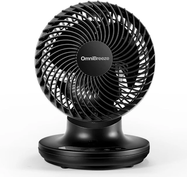 Alt view image 2 of 7 - 6 Inch Black Table Fan for Bedroom, Desk Air Circulator Fan with Remote, 85° Vertical+60° Automatic Oscillating Fan, 5 Speeds, 7H Timer, LED Display