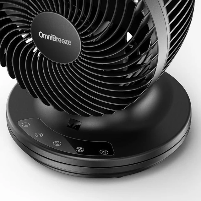 Alt view image 3 of 7 - 6 Inch Black Table Fan for Bedroom, Desk Air Circulator Fan with Remote, 85° Vertical+60° Automatic Oscillating Fan, 5 Speeds, 7H Timer, LED Display