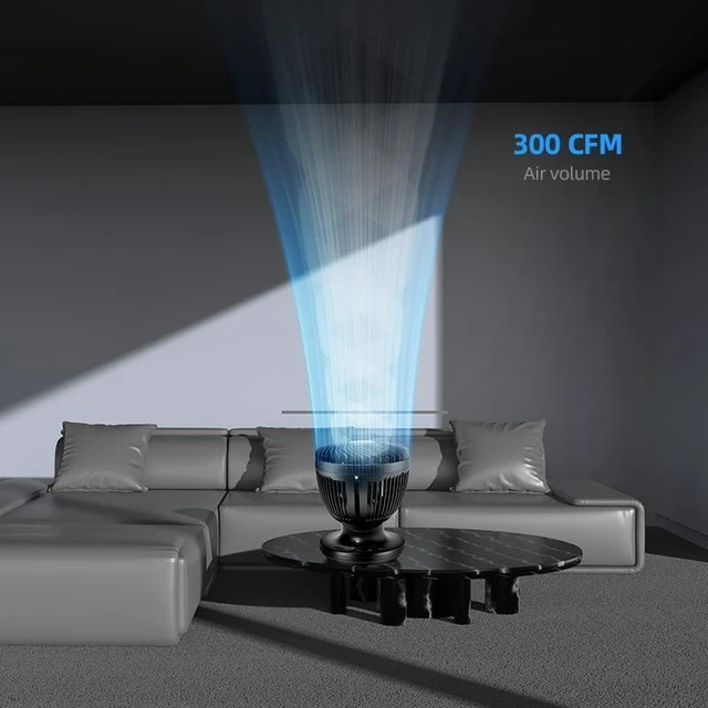 Alt view image 5 of 7 - 6 Inch Black Table Fan for Bedroom, Desk Air Circulator Fan with Remote, 85° Vertical+60° Automatic Oscillating Fan, 5 Speeds, 7H Timer, LED Display