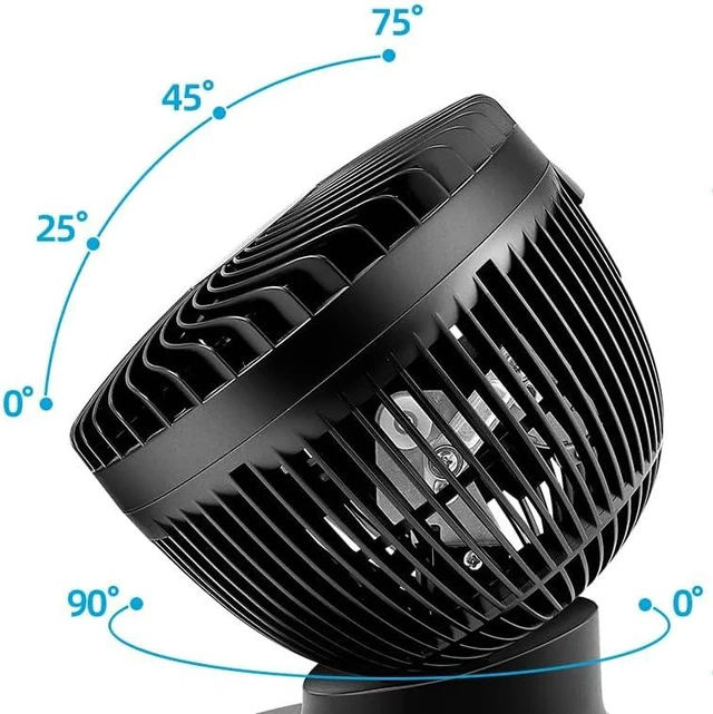Alt view image 4 of 7 - 6 Inch Black Table Fan for Bedroom, Desk Air Circulator Fan with Remote, 85° Vertical+60° Automatic Oscillating Fan, 5 Speeds, 7H Timer, LED Display
