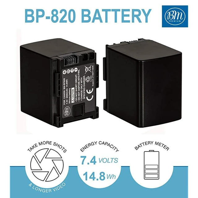 Alt view image 2 of 7 - 2 BP820 Batteries and Charger for Canon VIXIA HF G50 HF G60 XA40 XA45 XA50 XA55 GX10 HFG20 HF G21 HFG30 HFG40 HFM301 HFM41 HFM400 HFS200 XA10 XA11 XA15 XA20 XA25 XF400 XF405