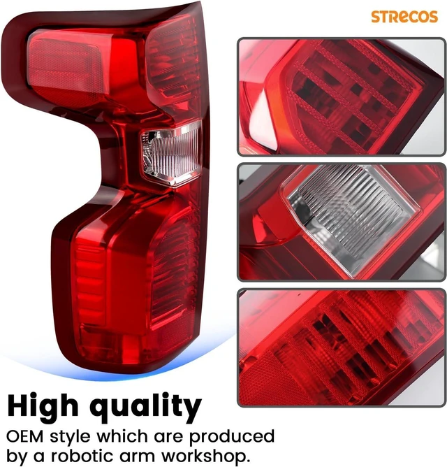 Alt view image 8 of 12 - Tail Light Compatible With 2019 2020 2021 2022 2023 2024 2025 2026 Chevy Silverado 1500 / 20-23 2500HD 3500HD Halogen Rear Brake Signal Taillights Replacement w/ Bulb & Harness (Left Driver Side)