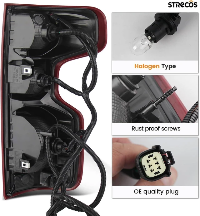 Alt view image 9 of 12 - Tail Light Compatible With 2019 2020 2021 2022 2023 2024 2025 2026 Chevy Silverado 1500 / 20-23 2500HD 3500HD Halogen Rear Brake Signal Taillights Replacement w/ Bulb & Harness (Left Driver Side)