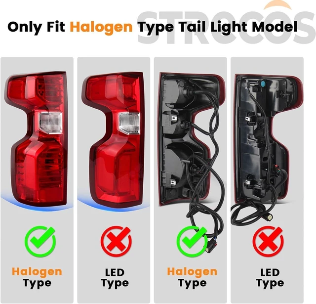 Alt view image 11 of 12 - Tail Light Compatible With 2019 2020 2021 2022 2023 2024 2025 2026 Chevy Silverado 1500 / 20-23 2500HD 3500HD Halogen Rear Brake Signal Taillights Replacement w/ Bulb & Harness (Left Driver Side)