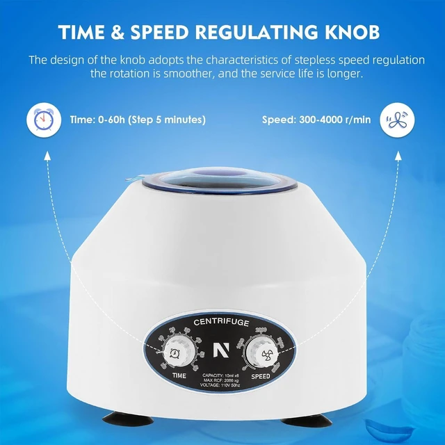 Alt view image 8 of 12 - Mini Centrifuge Machine, 10mlX6 Lab Desktop Centrifuges, Electric Centrifuge, 300-4000r/min, 0-60hours (110V US Plug)