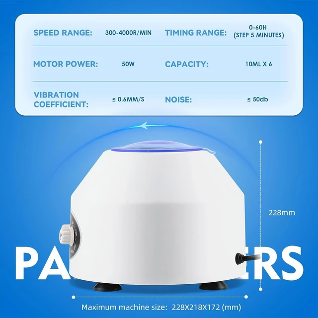 Alt view image 11 of 12 - Mini Centrifuge Machine, 10mlX6 Lab Desktop Centrifuges, Electric Centrifuge, 300-4000r/min, 0-60hours (110V US Plug)