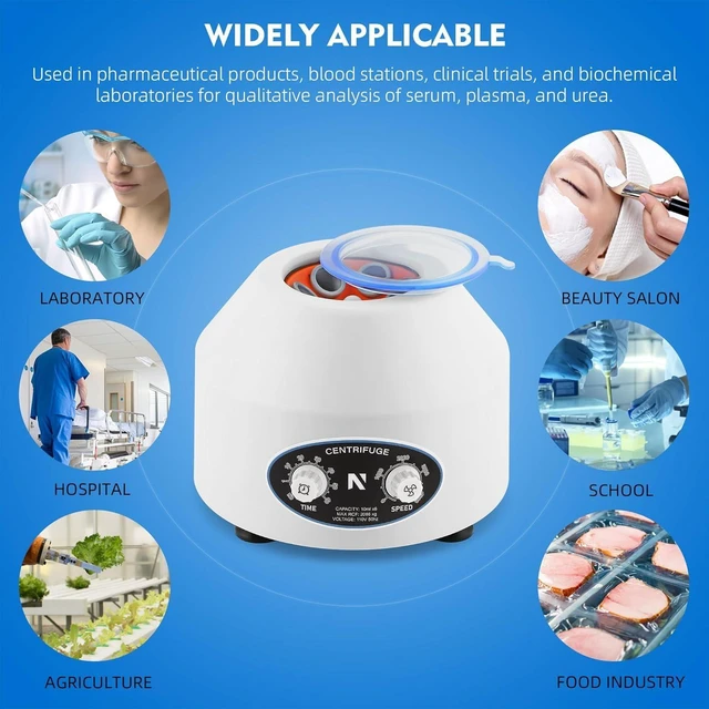 Alt view image 12 of 12 - Mini Centrifuge Machine, 10mlX6 Lab Desktop Centrifuges, Electric Centrifuge, 300-4000r/min, 0-60hours (110V US Plug)