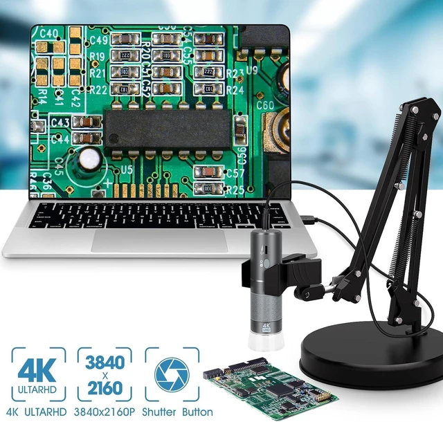 Alt view image 10 of 14 - 4K WiFi Microscope with Max 21 Inch Height Stand & Table Clamp, 50-1000X USB Digital Microscope 3840x 2160P Camera, Work for iPhone Android Windows Mac Linux Chrome