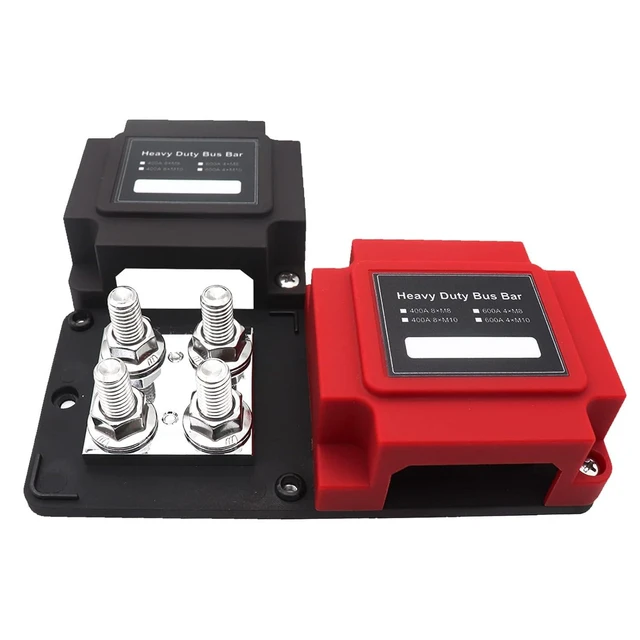 Alt view image 14 of 14 - 400A Power Distribution Block Bus Bar Pair with Cover Marine Bus Bar, Automotive, and Solar Wiring 8x3/8 M10 Studs Heavy Duty Power