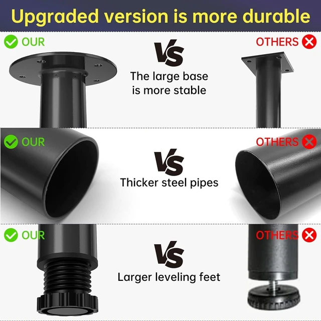 Alt view image 8 of 12 - Adjustable Metal Table Leg 21~36 Inch, Adjustable Metal Desk Legs, Home Office DIY Furniture Leg Set, for Computer Desk Dining Table Office Desk (4, Black)
