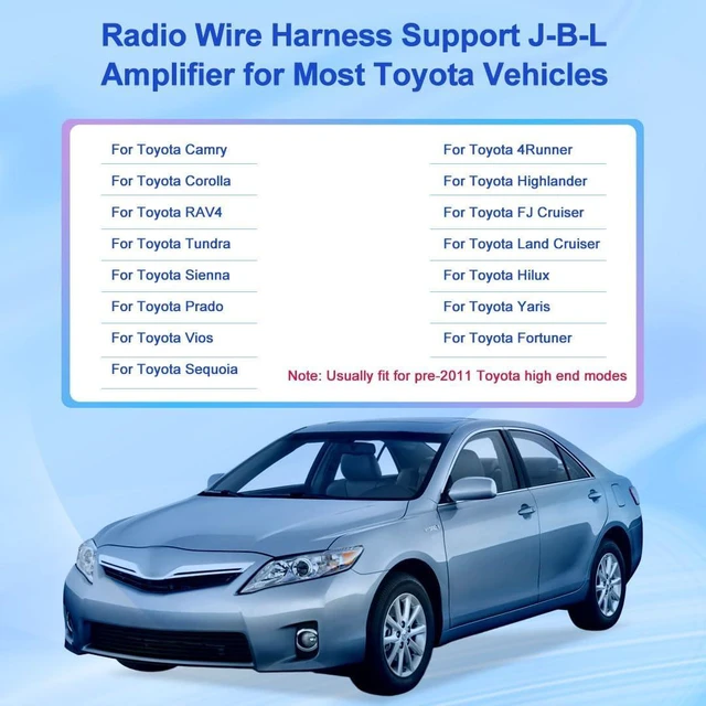 Alt view image 11 of 12 - Car Stereo Wire Harness for Toyota Camry 4Runner Corolla Highlander Tundra Sienna Tacoma, 16 PIN Power Cable with Canbus for Toyota Aftermarket Radio Support J-B-L Amplifier SWC