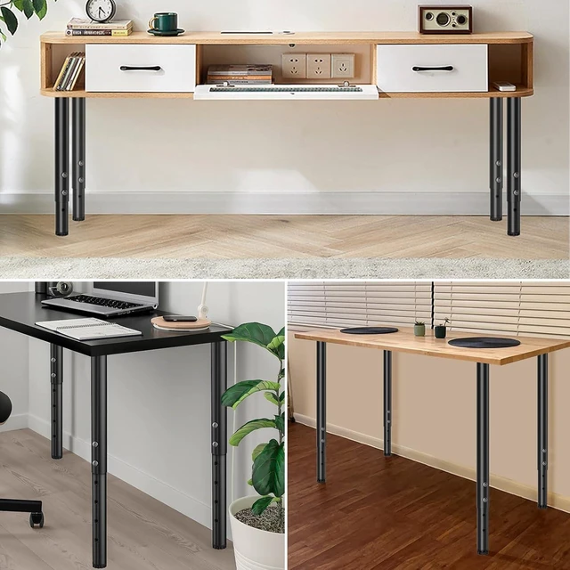 Alt view image 12 of 12 - Adjustable Metal Table Leg 21~36 Inch, Adjustable Metal Desk Legs, Home Office DIY Furniture Leg Set, for Computer Desk Dining Table Office Desk (4, Black)