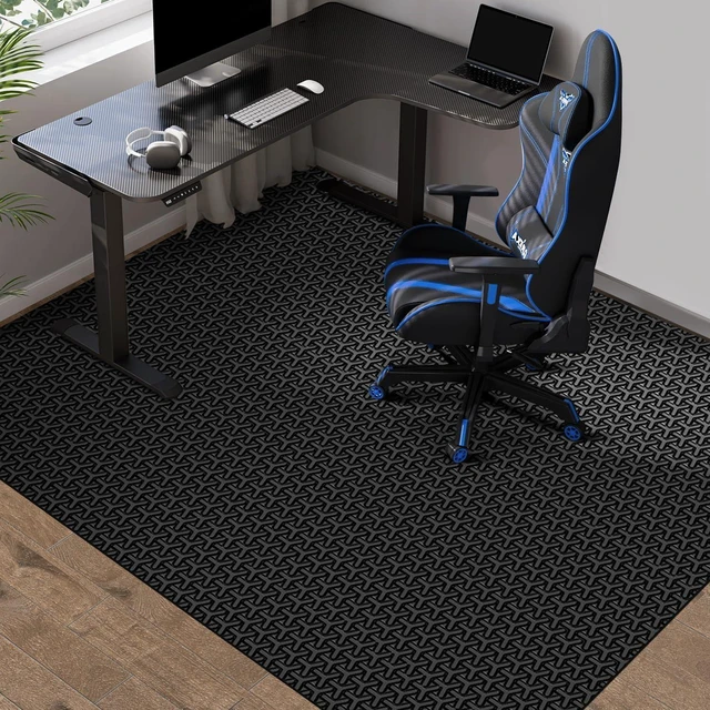 Alt view image 8 of 14 - Office Chair Mat for Hard Floor, 60"x75" Large Durable Computer Chair Mat, Unique Y-Shaped Pattern Floor Protector Rug for Rolling Chairs, Anti-Slip Waterproof Desk Floor Mat for Work, Home, Gaming