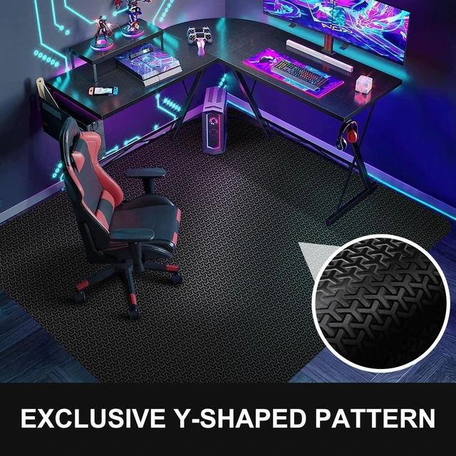 Alt view image 9 of 14 - Office Chair Mat for Hard Floor, 60"x75" Large Durable Computer Chair Mat, Unique Y-Shaped Pattern Floor Protector Rug for Rolling Chairs, Anti-Slip Waterproof Desk Floor Mat for Work, Home, Gaming