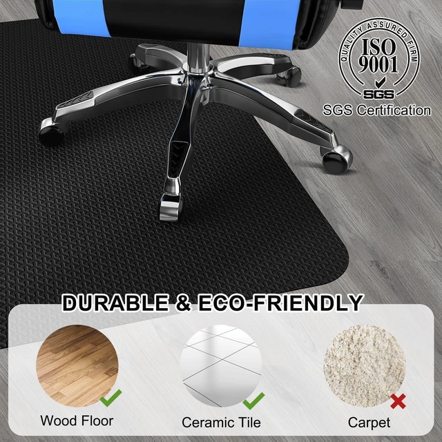 Alt view image 12 of 14 - Office Chair Mat for Hard Floor, 60"x75" Large Durable Computer Chair Mat, Unique Y-Shaped Pattern Floor Protector Rug for Rolling Chairs, Anti-Slip Waterproof Desk Floor Mat for Work, Home, Gaming