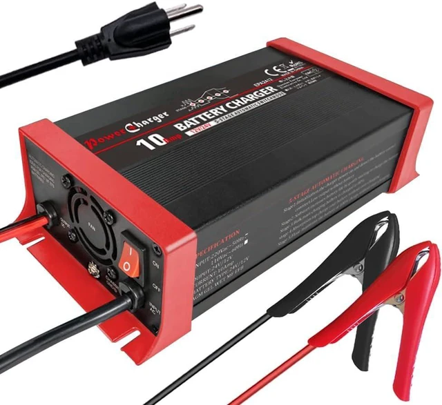 Alt view image 8 of 14 - 10-Amp Smart Car Battery Charger, 12V/24V Automotive Battery Maintainer Tender trickle Charger for Car Motorcycle Boat Lawn Mower 30-200Ah SLA AGM Gel Wet Lead Acid deep Cycle Batteries