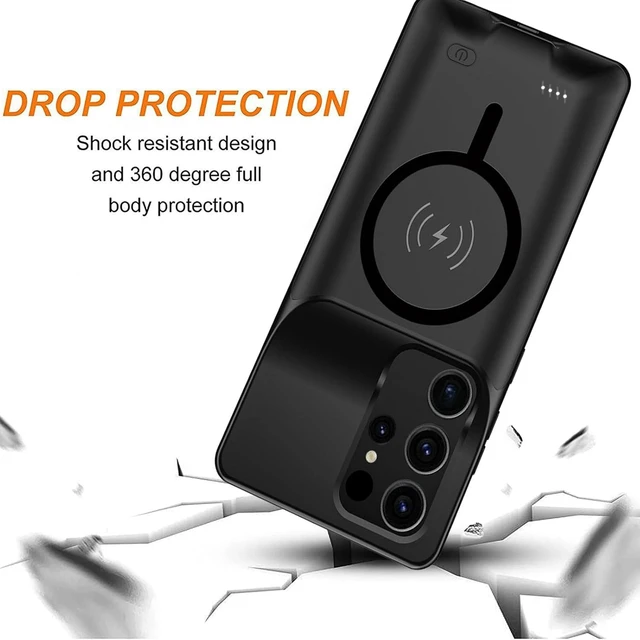 Alt view image 12 of 14 - Battery Case for Galaxy S25 Ultra,Upgraded 12000mAh High Capacity Rechargeable Portable Protective Extended Charger Case Wireless Charging Compatible with S25 Ultra (6.9 inch) Charging Cover (Black)