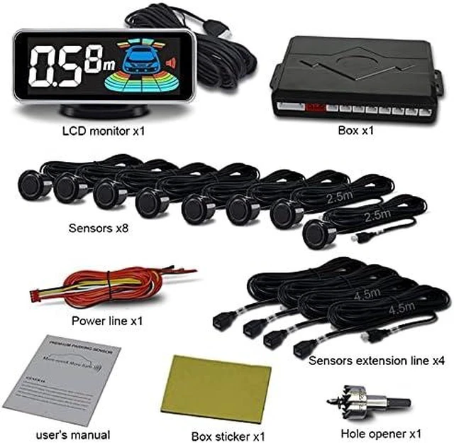 Alt view image 6 of 7 - Backup Parktronic System Car Auto Vehicle Reverse with 8 Parking Sensors kit Distance Detection LCD Distance Display Sound Warning