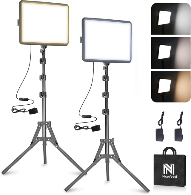 Alt view image 8 of 14 - 2-Pack Photography Lighting Kit, NiceVeedi 22W LED Video Light Kit, 2900-7000K Studio Light with Tripod Stand, 73" Stream Light for Video Recording