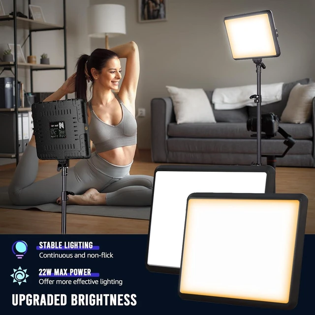 Alt view image 12 of 14 - 2-Pack Photography Lighting Kit, NiceVeedi 22W LED Video Light Kit, 2900-7000K Studio Light with Tripod Stand, 73" Stream Light for Video Recording