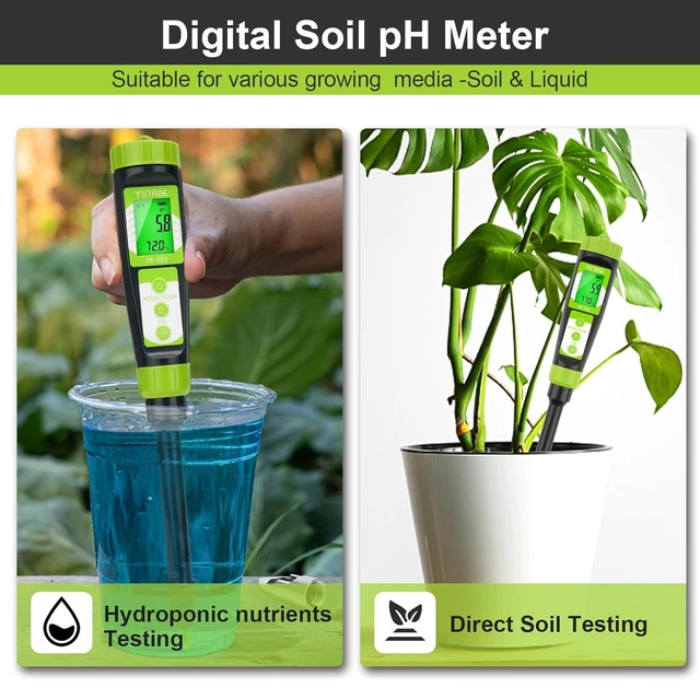 Alt view image 3 of 6 - Digital Soil pH Moisture Tester,Plant Moisture pH Meter for Soil and Water,Great Soil Test Kit for Gardener,Digital 4 in 1 Soil Temp Moisture pH EC Tester for Lawn,Indoor&Outdoor Plant,Potting,Farm