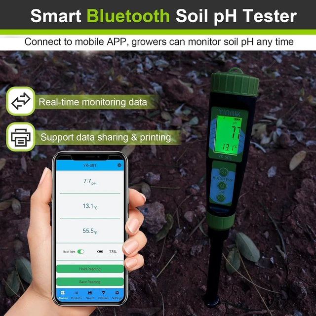 Alt view image 4 of 6 - Digital Soil pH Moisture Tester,Plant Moisture pH Meter for Soil and Water,Great Soil Test Kit for Gardener,Digital 4 in 1 Soil Temp Moisture pH EC Tester for Lawn,Indoor&Outdoor Plant,Potting,Farm
