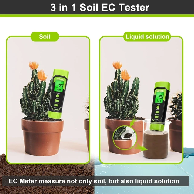 Alt view image 5 of 6 - Digital Soil pH Moisture Tester,Plant Moisture pH Meter for Soil and Water,Great Soil Test Kit for Gardener,Digital 4 in 1 Soil Temp Moisture pH EC Tester for Lawn,Indoor&Outdoor Plant,Potting,Farm