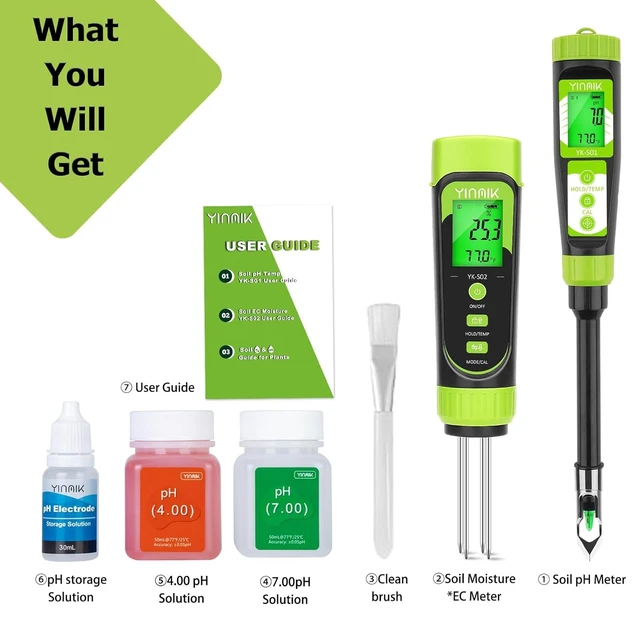 Alt view image 6 of 6 - Digital Soil pH Moisture Tester,Plant Moisture pH Meter for Soil and Water,Great Soil Test Kit for Gardener,Digital 4 in 1 Soil Temp Moisture pH EC Tester for Lawn,Indoor&Outdoor Plant,Potting,Farm