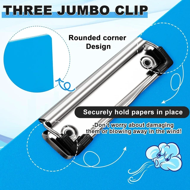 Alt view image 3 of 6 - 8 Pcs 11x17 Clipboard Three Clip Blue Extra Large Clipboard Horizontal Drawing Board 11 x 17 Inch Art Sketching Landscape Board for School Office Students Teachers Supplies