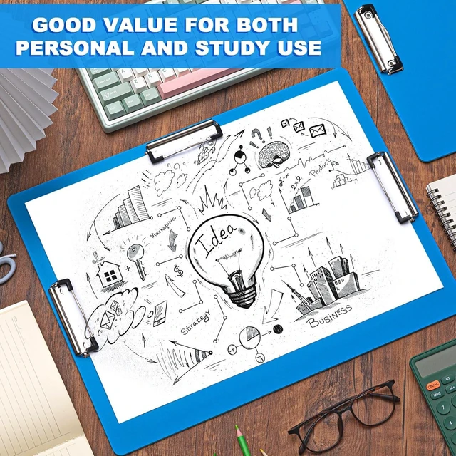 Alt view image 4 of 6 - 8 Pcs 11x17 Clipboard Three Clip Blue Extra Large Clipboard Horizontal Drawing Board 11 x 17 Inch Art Sketching Landscape Board for School Office Students Teachers Supplies