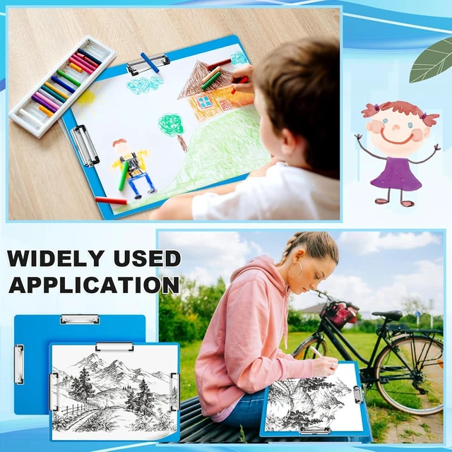 Alt view image 6 of 6 - 8 Pcs 11x17 Clipboard Three Clip Blue Extra Large Clipboard Horizontal Drawing Board 11 x 17 Inch Art Sketching Landscape Board for School Office Students Teachers Supplies