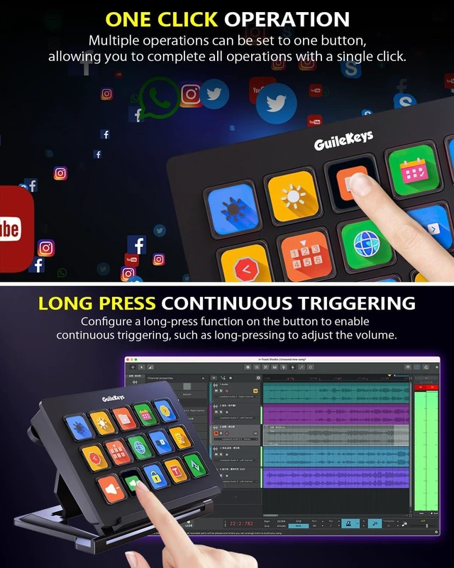 Alt view image 4 of 7 - Stream Controller Deck with 15 Macro Keys,Streaming Keyboard with Trigger Actions in OBS/Twitch/YouTube/Streamlabs/Discord/Zoom, Studio Controller Compatible with Mac/PC