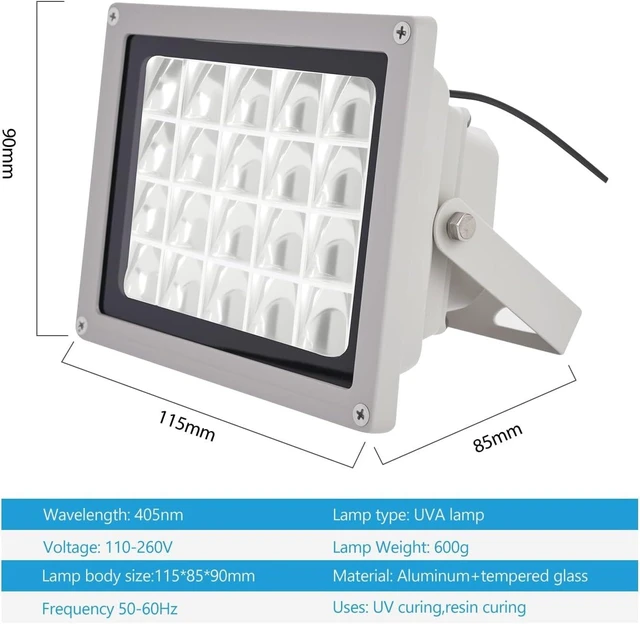 Alt view image 5 of 7 - 200W Equivalent High-Power UV Curing Light for Resin 3D Printing, 405nm UV LED Light for Ultra-Fast Curing, Professional DIY Curing Station for SLA/DLP/LCD
