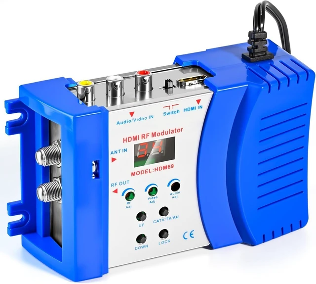 Main image of HDMI to RF Modulator, VHF UHF AV to RF Coaxial Converter, CVBS RCA HDMI to RF Modulator, for TV PAL NTSC Format, for Home TV Switch Audio Video, F Female Connectors