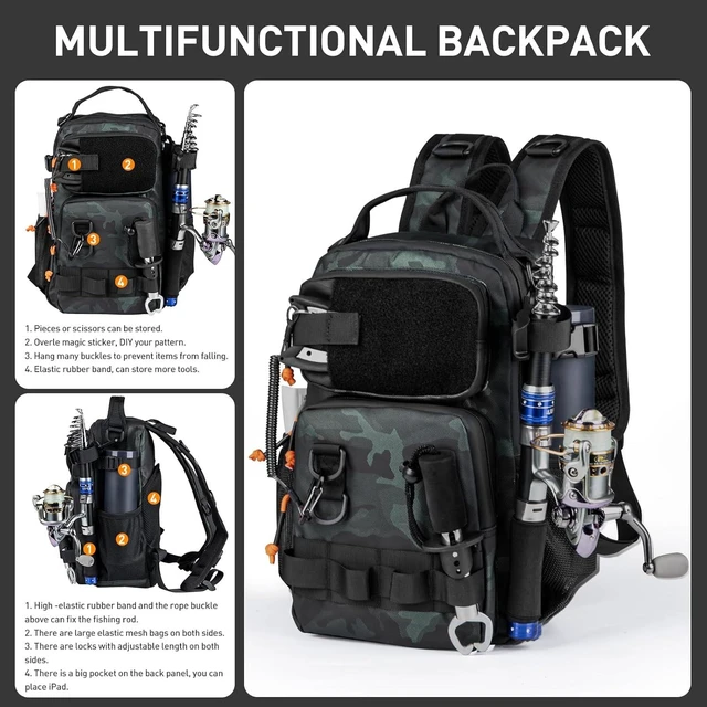 Alt view image 3 of 7 - Fishing Tool Kit, Backpack and Tackle Box with Tackle Included Lures Hooks Sinkers Accessories Kit,Pliers, Fish Lip Gripper, Fishing Gear and Fishing Gift for Men