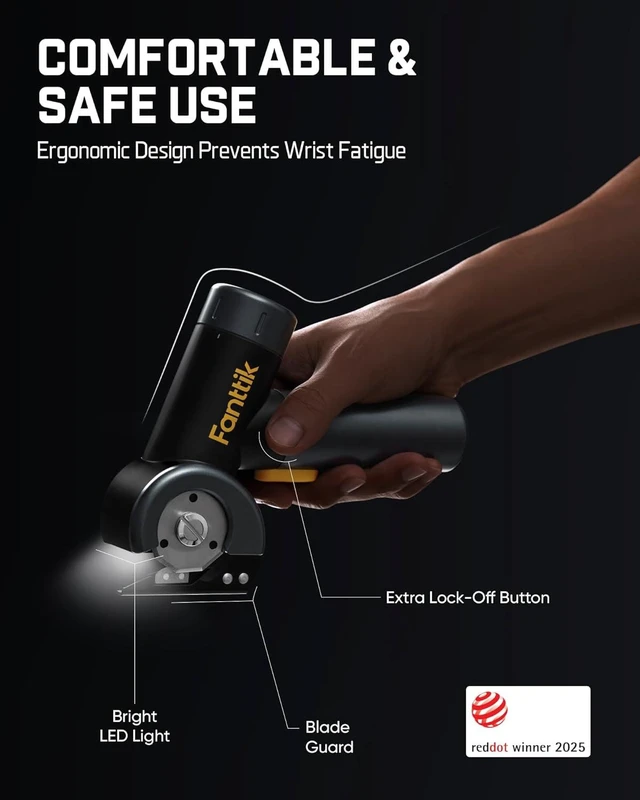 Alt view image 6 of 7 - Fanttik C8 Nano Easyswap Cordless Electric Scissors with LED Display, Type-C Rechargeable Cardboard Cutter with 2 Blades, EasySwap Blade Change, LED Light, for Thin Cardboard Box Carpet Leather, Black