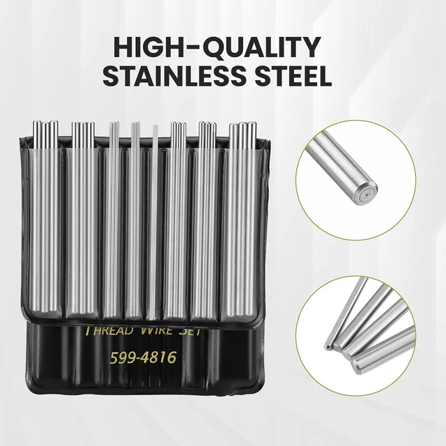 Alt view image 3 of 7 - Brown & Sharpe 48-Piece Thread Measuring Wire Set with Portable Holder, 0.5mm to 6mm Range, Stainless Steel Thread Measurement Kit with 16 Different Diameters for All 60° U.S. and Metric Threads