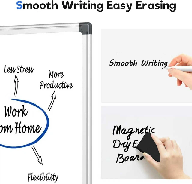 Alt view image 6 of 7 - Magnetic Whiteboard, 36" x 24" Dry Erase Board for Wall, Silver Aluminum Frame, Hanging or Mounted White Board for Office, Home, School, Meeting